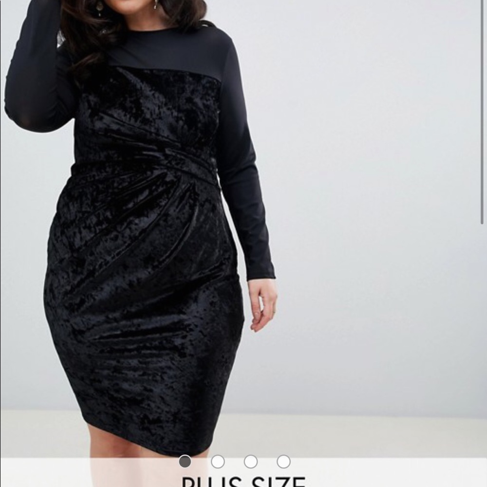 ASOS curve crushed velvet long sleeve dress